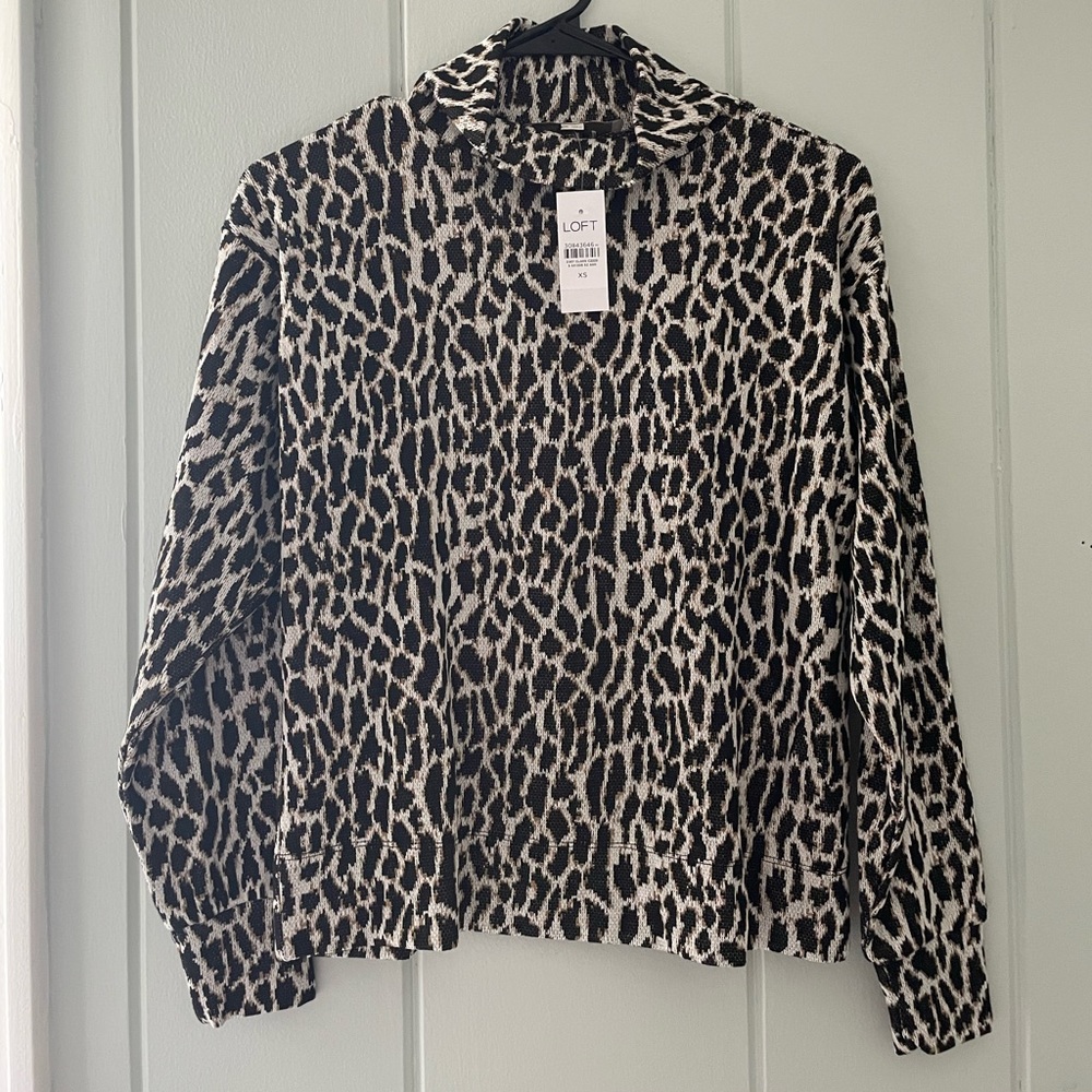 Nwt Loft Cheetah Print Mock Turtleneck Top / Xs /… - image 1